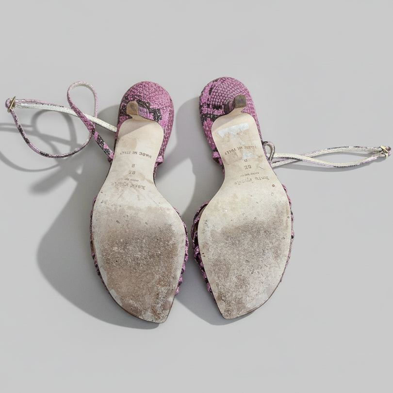 Kate Spade pink metallic lizard sandal, size 8.5