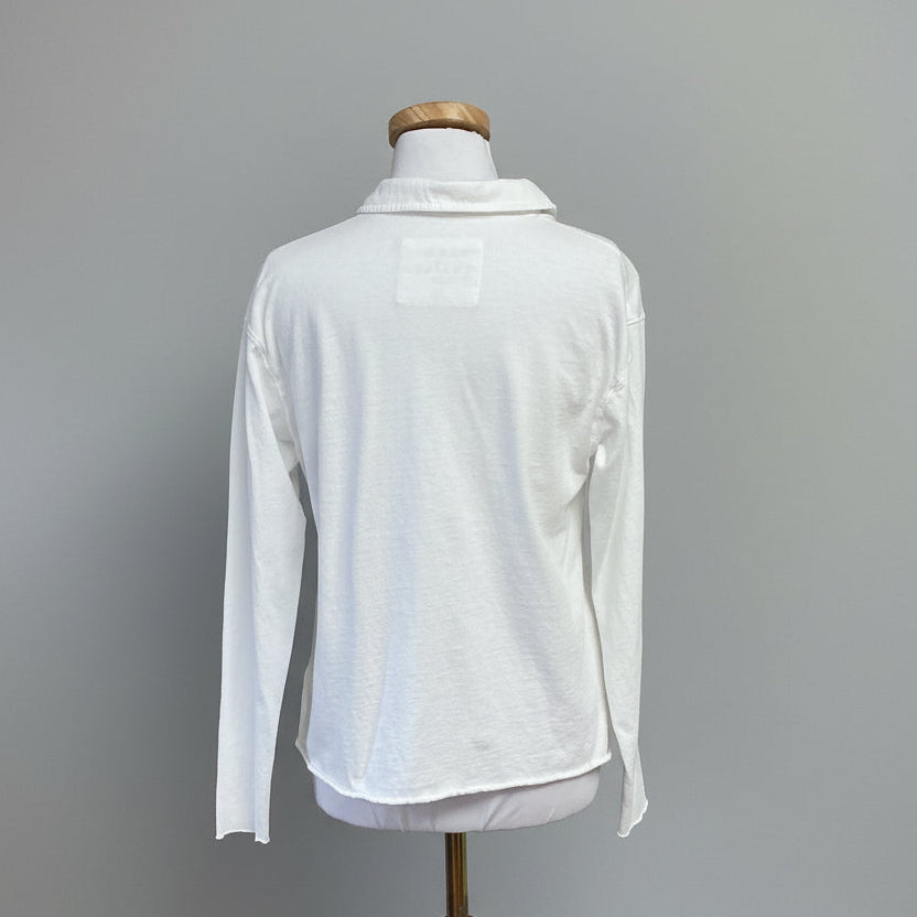 Frank & Eileen white long sleeve Popover Henley, size XS