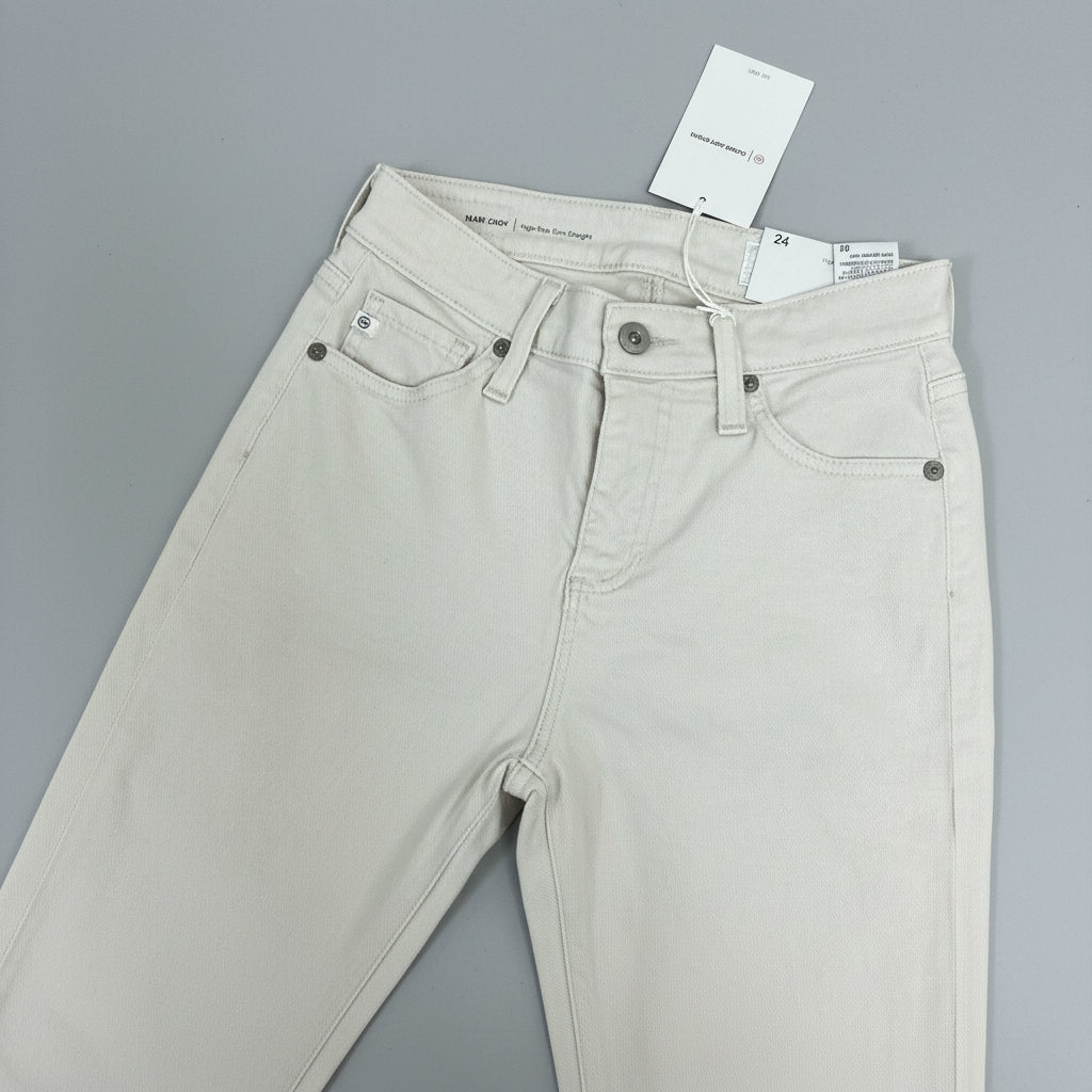 AG jeans ecru Mari crop high-rise slim straight, Size 24