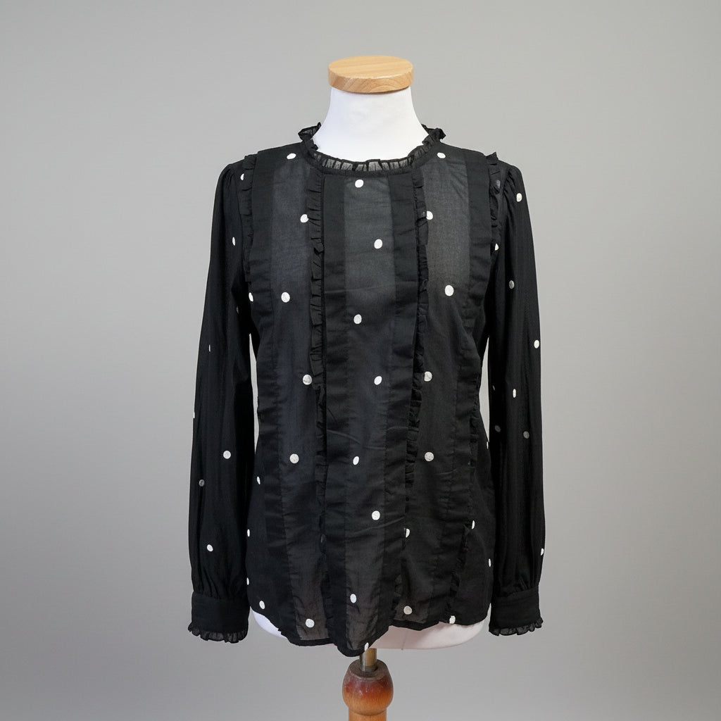 Banjanan black and white dot blouse, size M, NEW WITH TAGS!