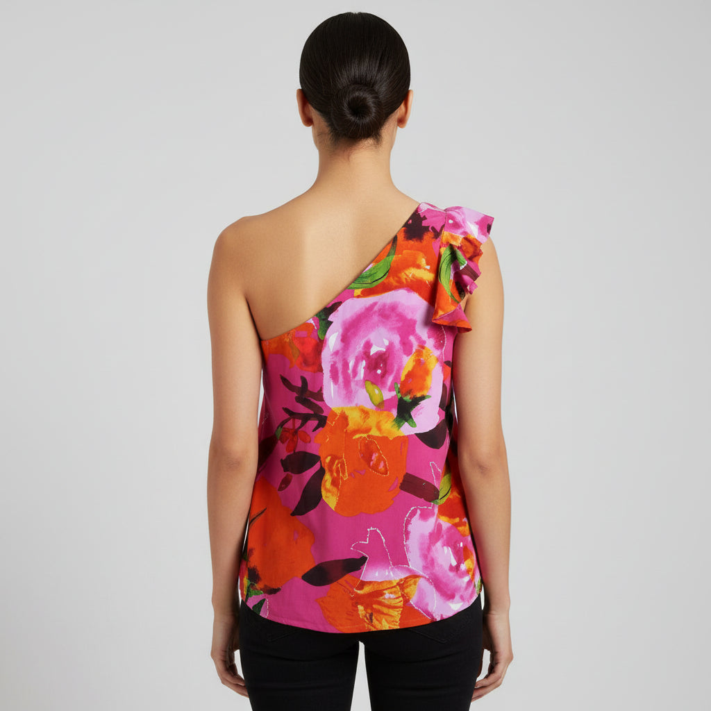 Trina Turk fuchsia floral silk blouse, size P, NEW WITH TAGS!