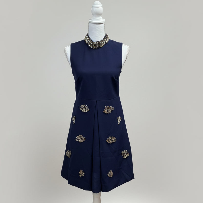 Forever Unique navy jeweled dress, size 4, NEW WITH TAGS!