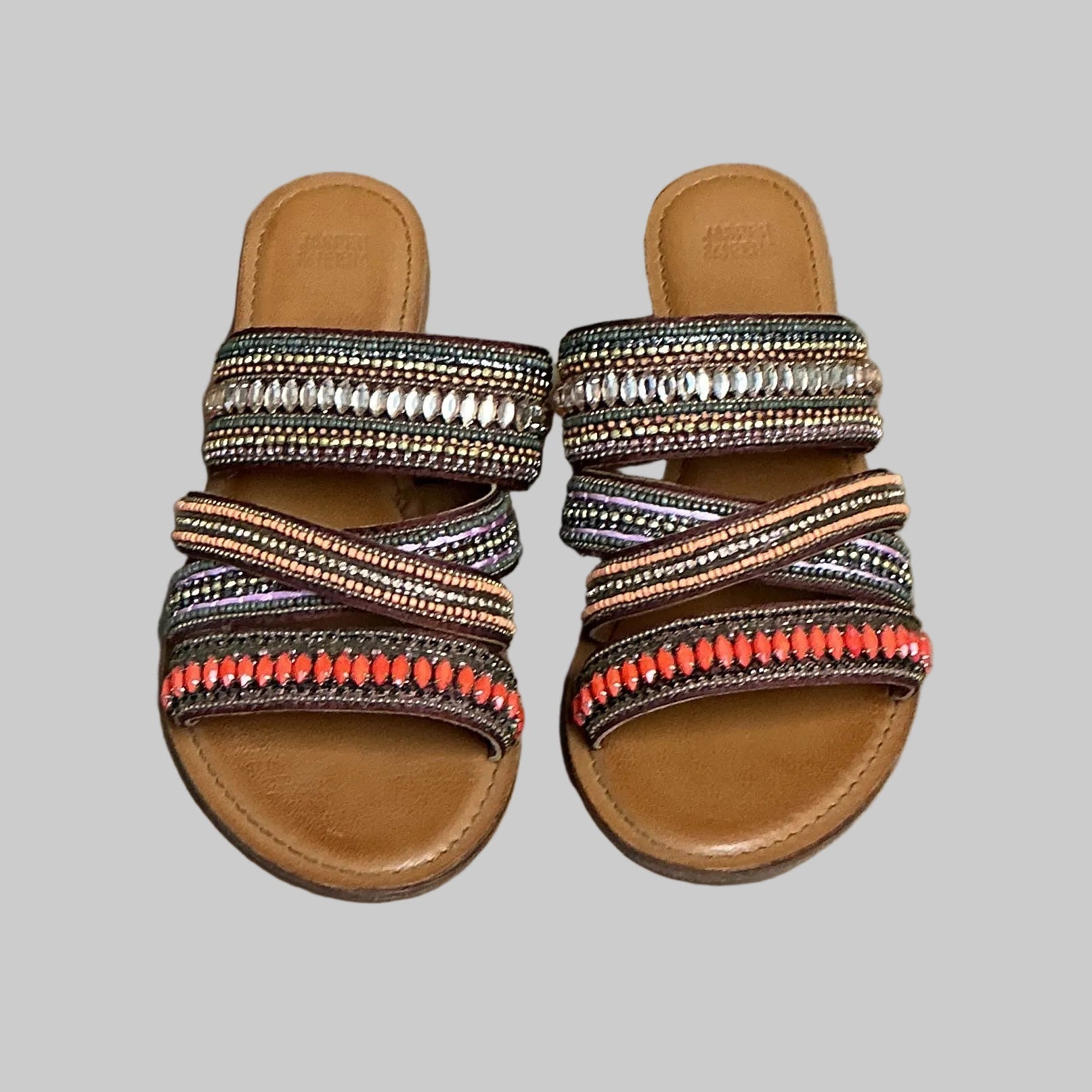 Jasper & Jeers brown bead Azille sandals, Size 39