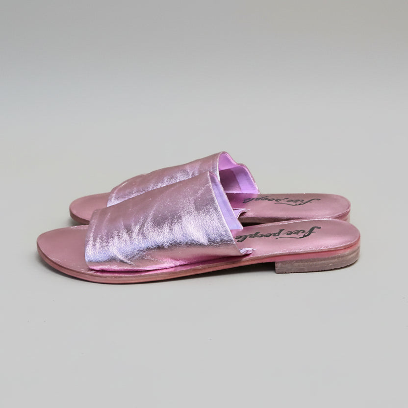 Free People pink metallic Vicente Slides, Size 8, BRAND NEW!