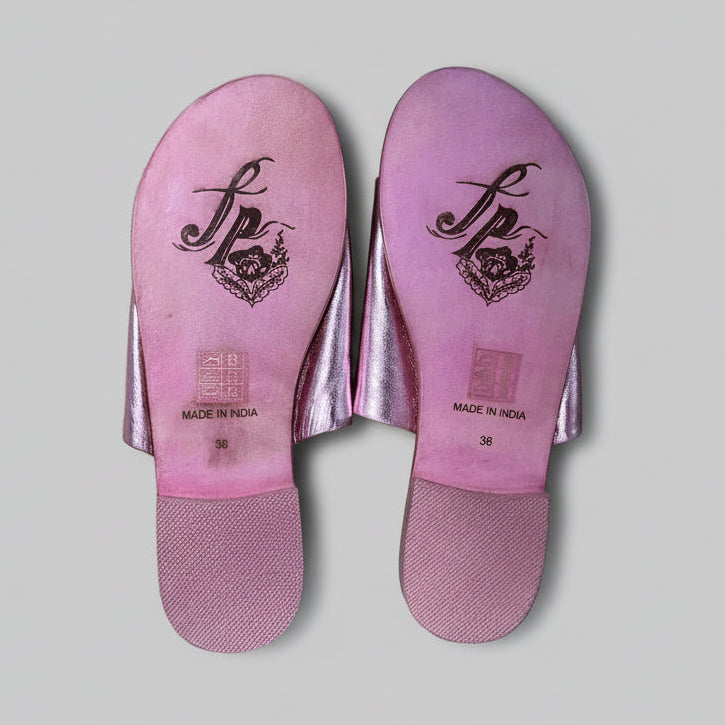 Free People pink metallic Vicente Slides, Size 8, BRAND NEW!
