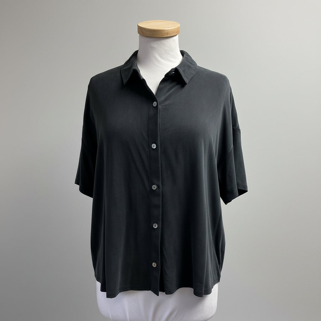 Eileen Fisher black knit blouse, size S, NEW WITH TAGS!