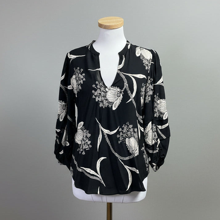 Joie black and cream floral blouse, size S