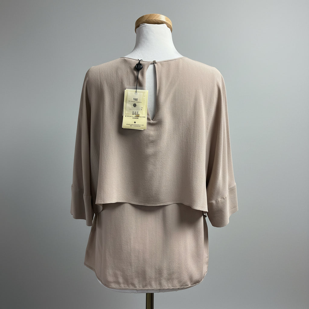DAY taupe silk blouse, size M, NEW WITH TAGS!