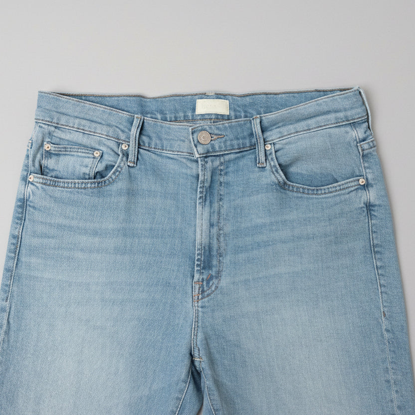 Mother pale denim Insider Crop Step Fray jeans, Size 32