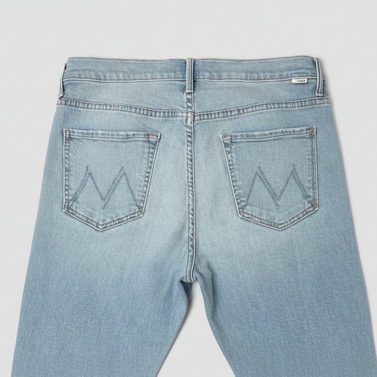 Mother pale denim Insider Crop Step Fray jeans, Size 32
