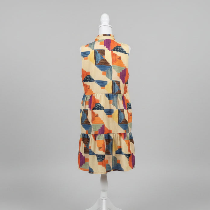 THML butter yellow multi-print dress, Size L