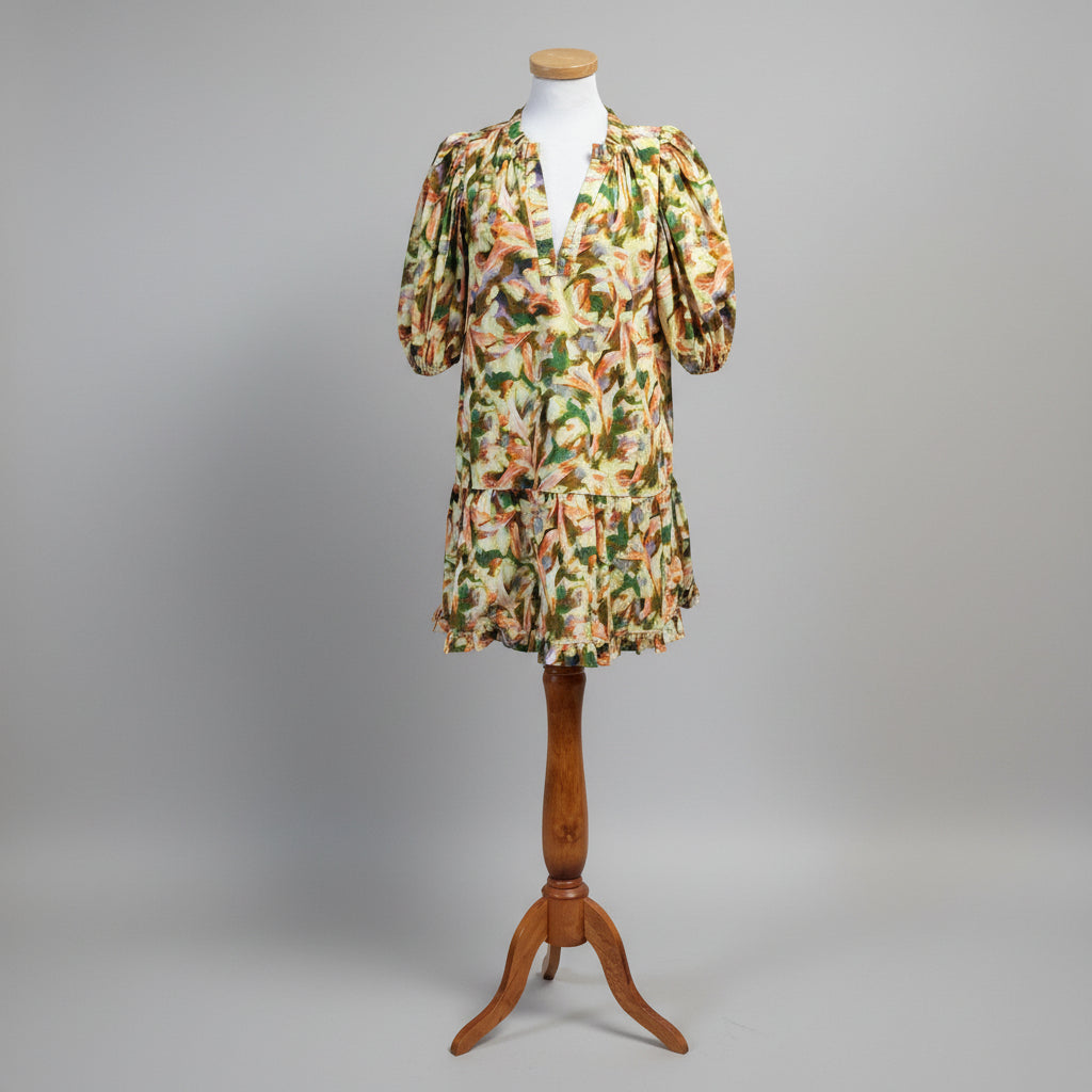 Marie Oliver yellow floral dress, size S