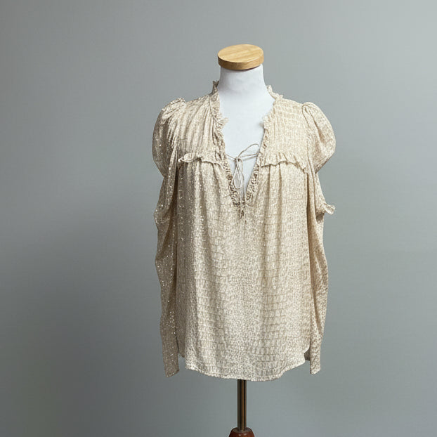 Anna Cate tan croc print blouse, size S, NEW WITH TAGS!