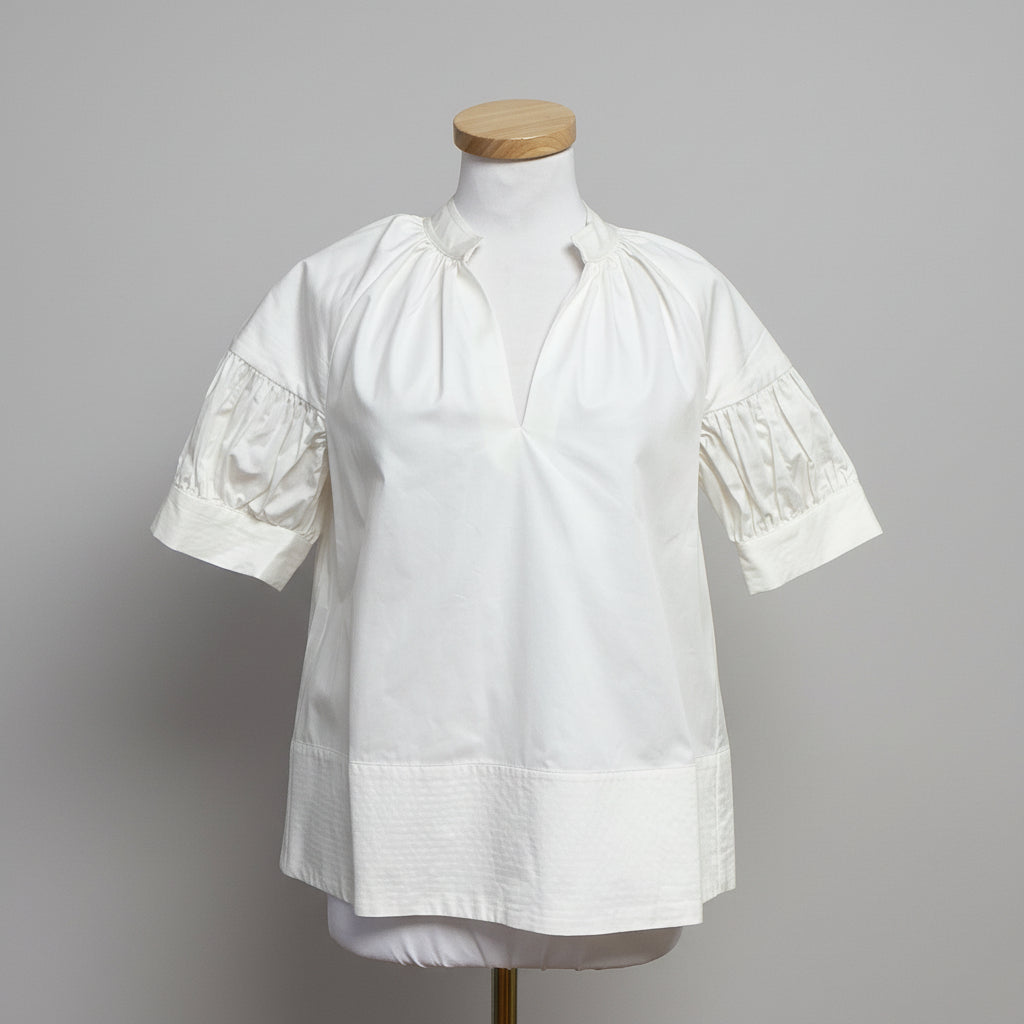 Tuckernuck white Ruthie puff sleeve blouse, size XS, NEW WITH TAGS!