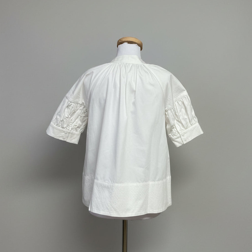Tuckernuck white Ruthie puff sleeve blouse, size XS, NEW WITH TAGS!