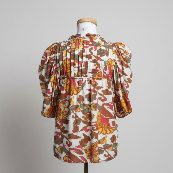 Cleobella rust print Evereve Zola blouse, size L