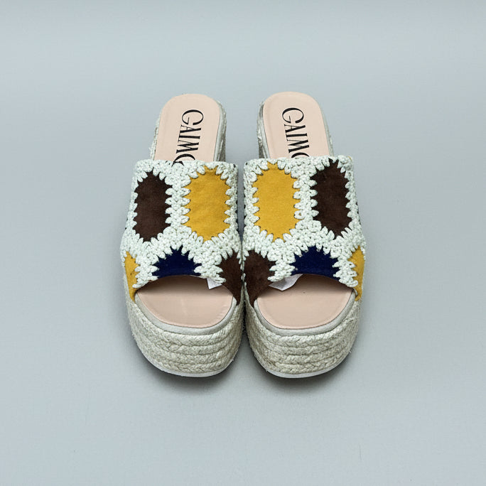 Gaimo tan patchwork platform sandals, size 8, BRAND NEW!