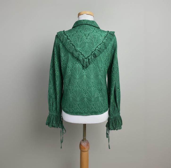 Allison green eyelet blouse, size M