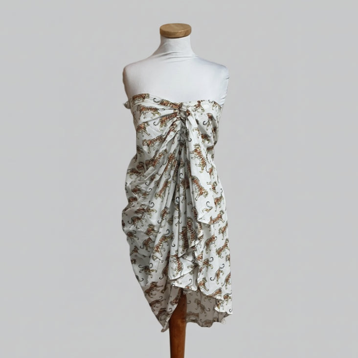Guadalupe white tiger print pareo, size M, NEW WITH TAGS!