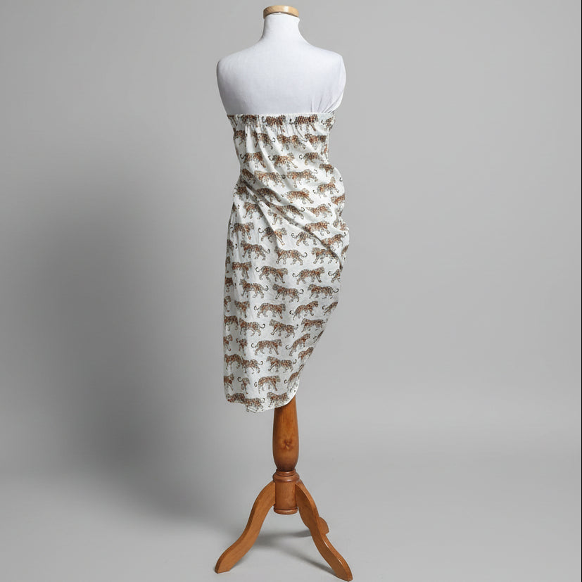 Guadalupe white tiger print pareo, size M, NEW WITH TAGS!