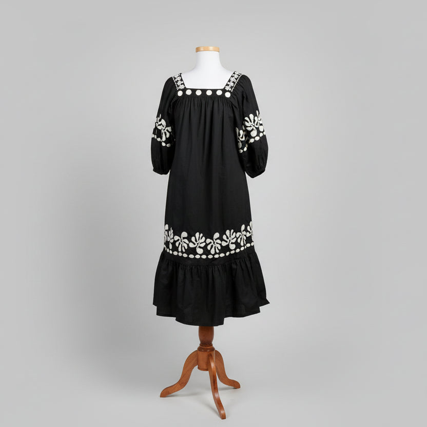 Corey Lynn Calter black dress with embroidery, size M