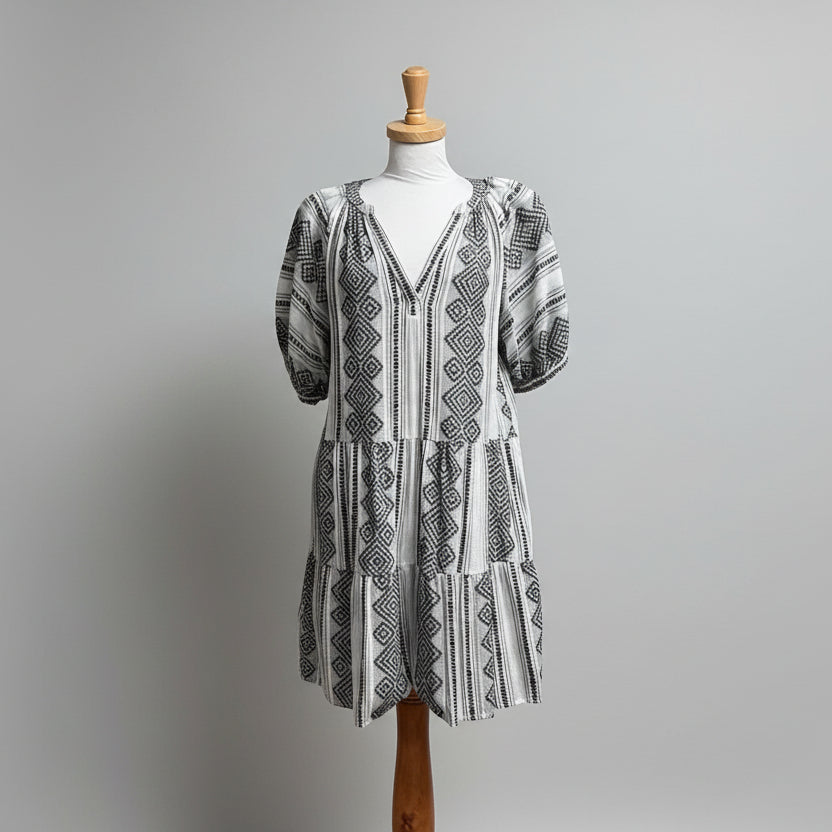 Velvet white and black Sophie dress, size M