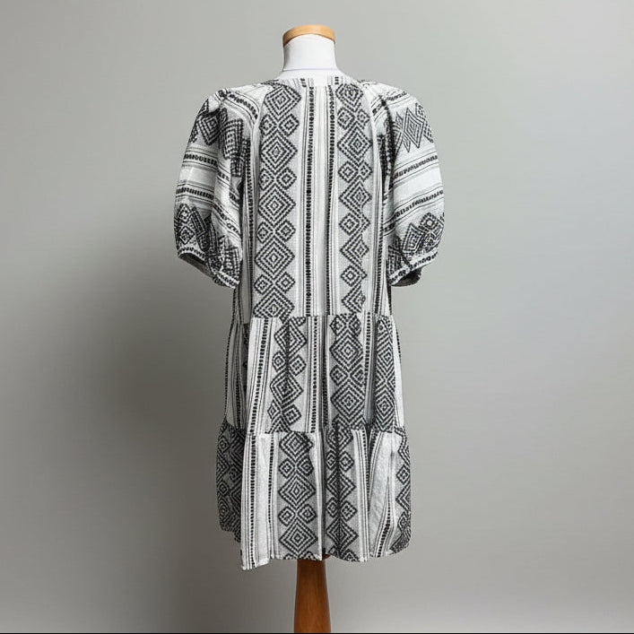 Velvet white and black Sophie dress, size M