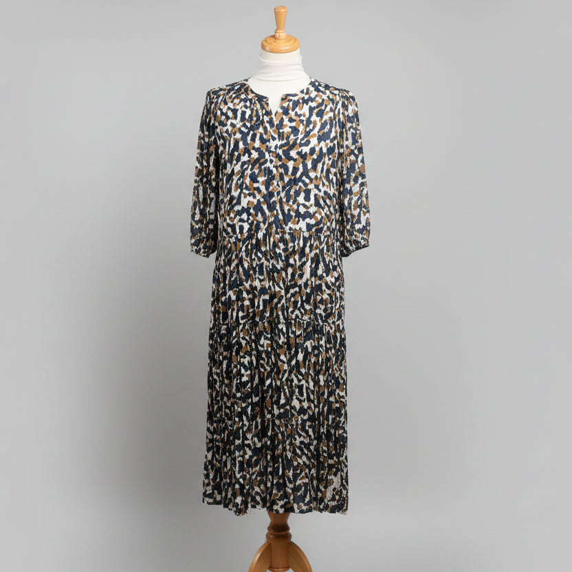 Velvet white, blue, and brown Otillie dress, size S