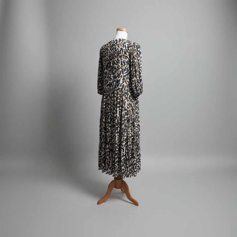 Velvet white, blue, and brown Otillie dress, size S