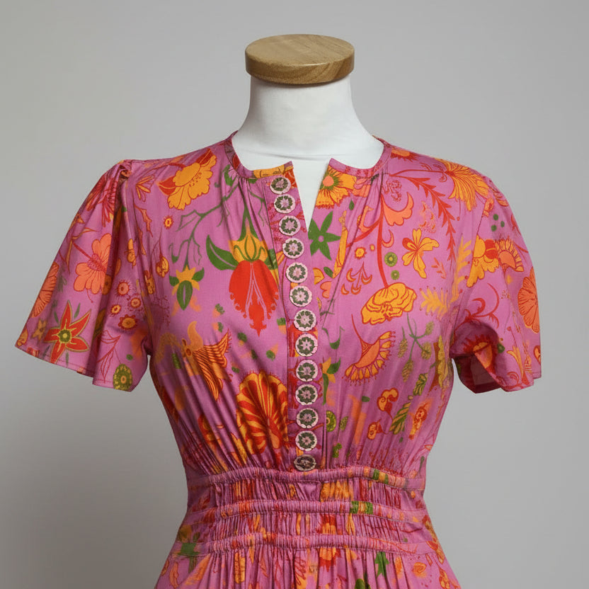 Sheridan French hot pink Eloise Blush Blooms dress, size S