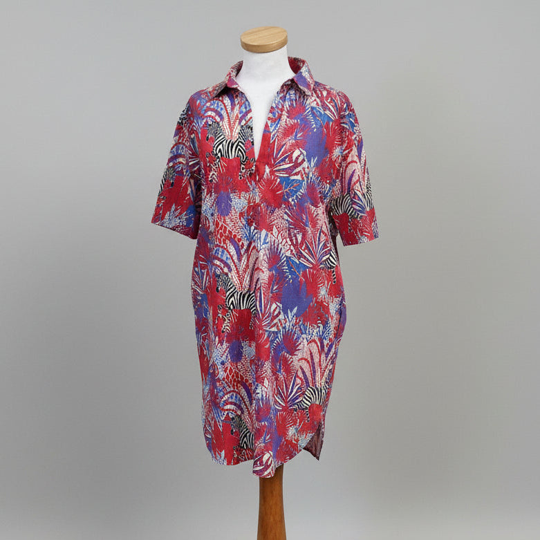 Sheridan French red zebra print French Rhodes dress, size M