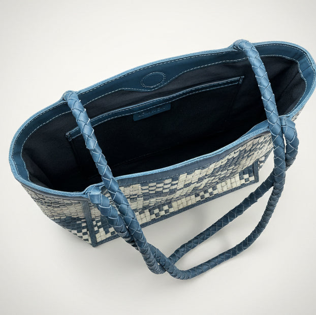 Bembien blue & white woven "Le Tote" bag