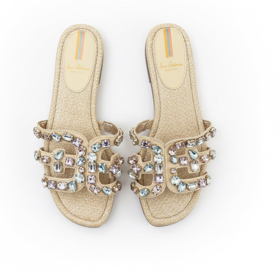 Sam Edelman tan jeweled sandals, size 9