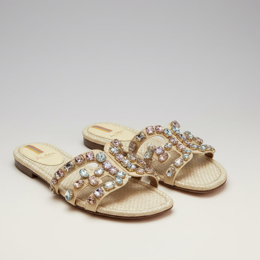Sam Edelman tan jeweled sandals, size 9