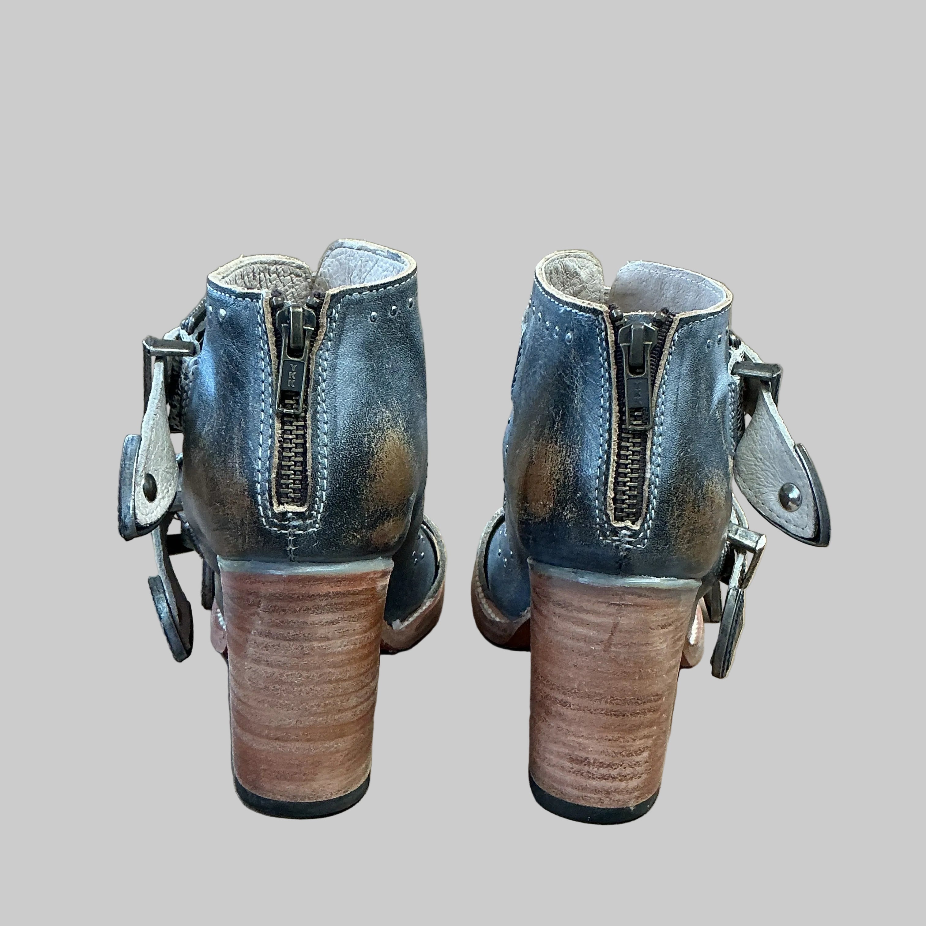 Freebird gray leather Violet boots, size 9