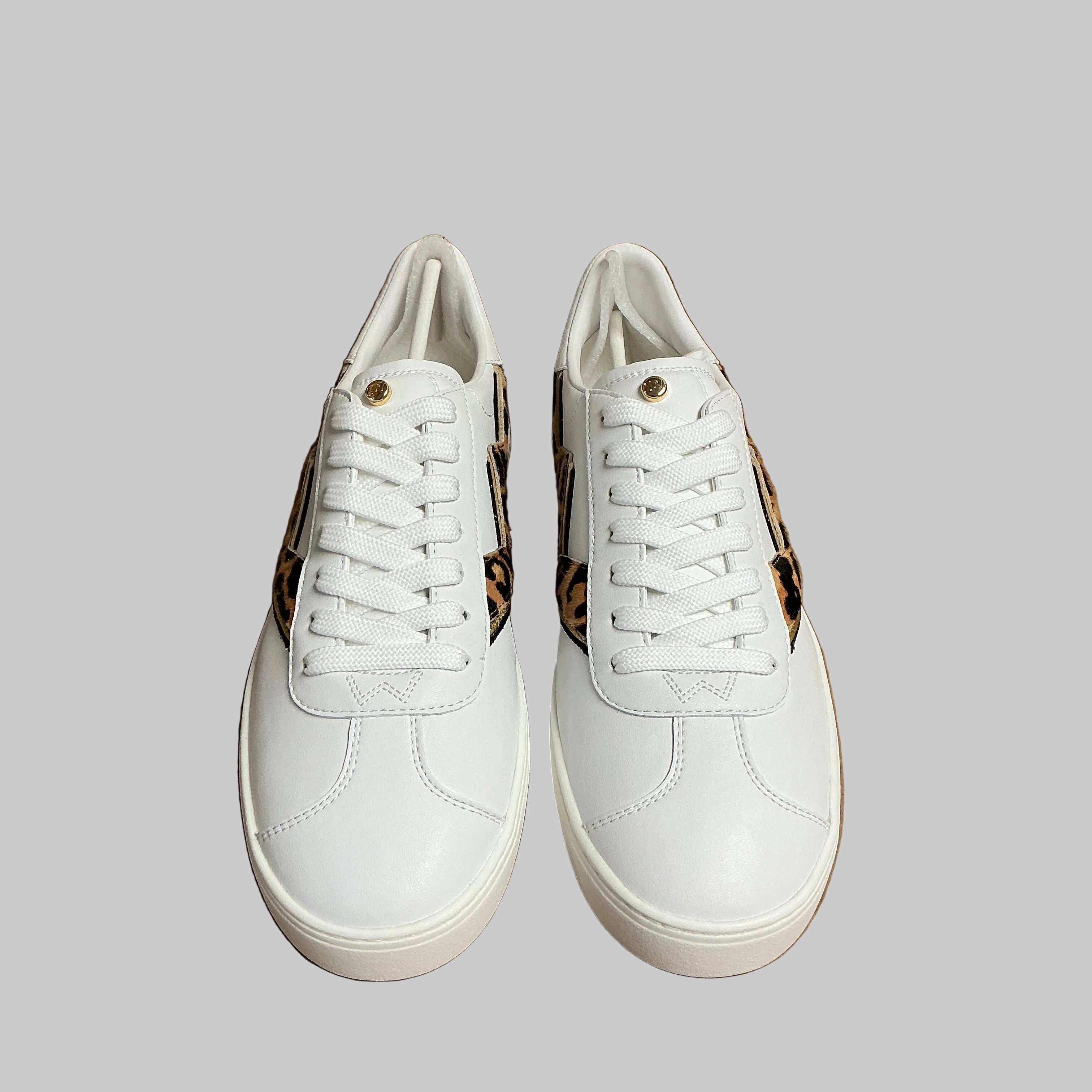 Stuart Weitzman white/animal print Daryl sneakers, size 9, NEW IN BOX!