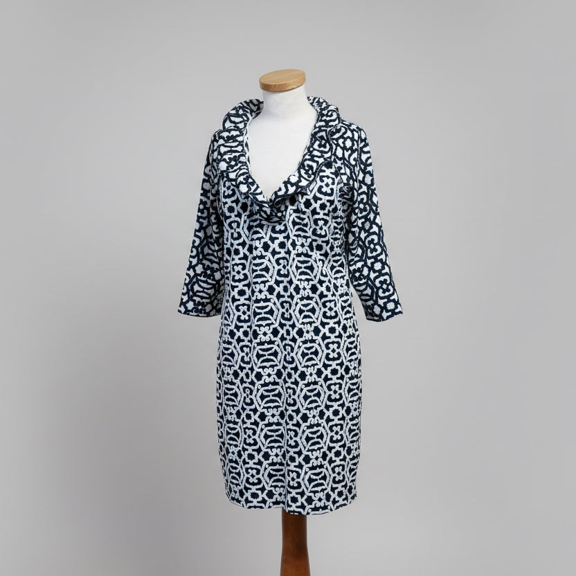 Gretchen Scott navy & white dress, size L