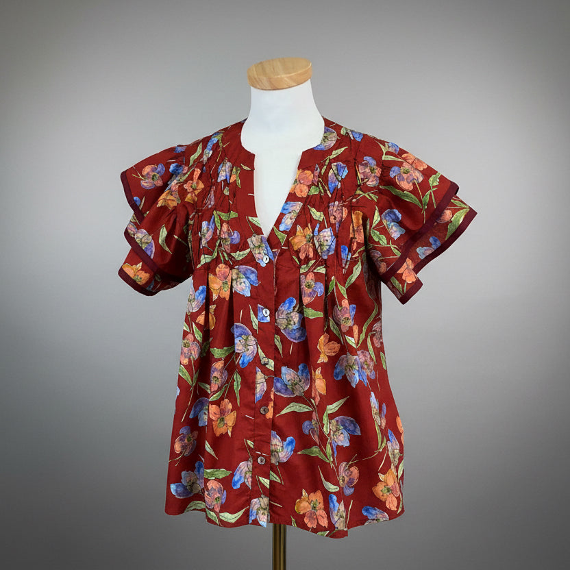 Entro rust floral blouse, size M, NEW WITH TAGS!