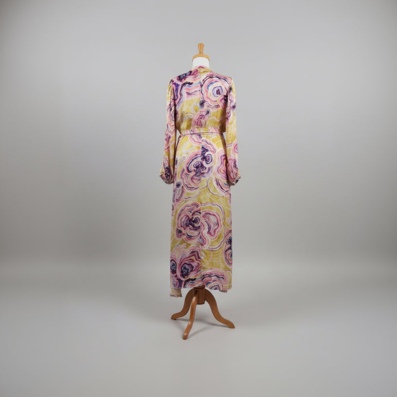 Chufy pink and gold print Mila maxi dress, size L