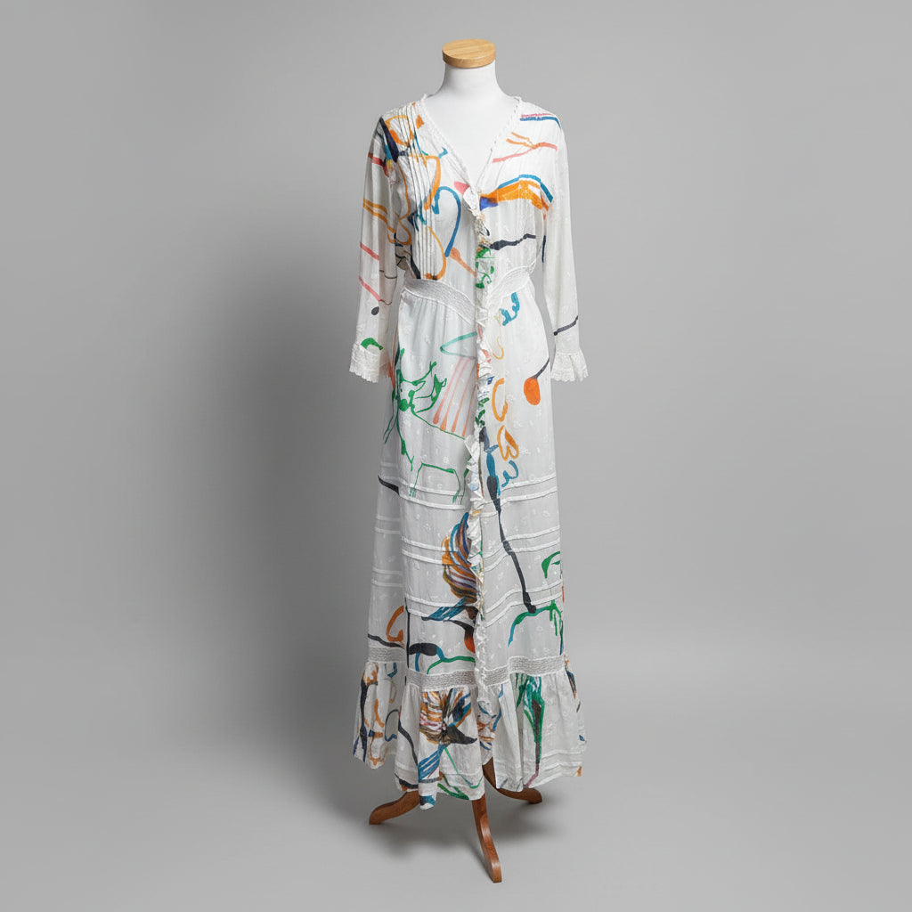 Soler white/multi-color Agnes dress, size M/L, NEW WITH TAGS!
