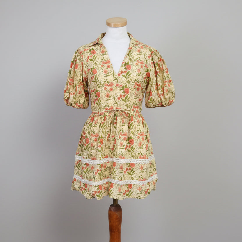 Olivia James sage, coral, and tan Daphne dress, Size S