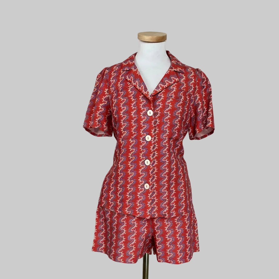 Tuckernuck red linen two-piece set, size M