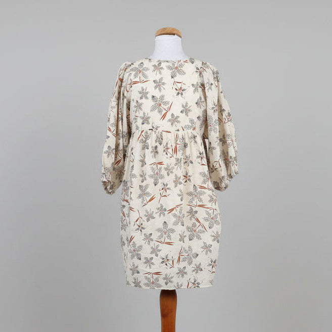 Caballero cream, black, and brown print dress, size S