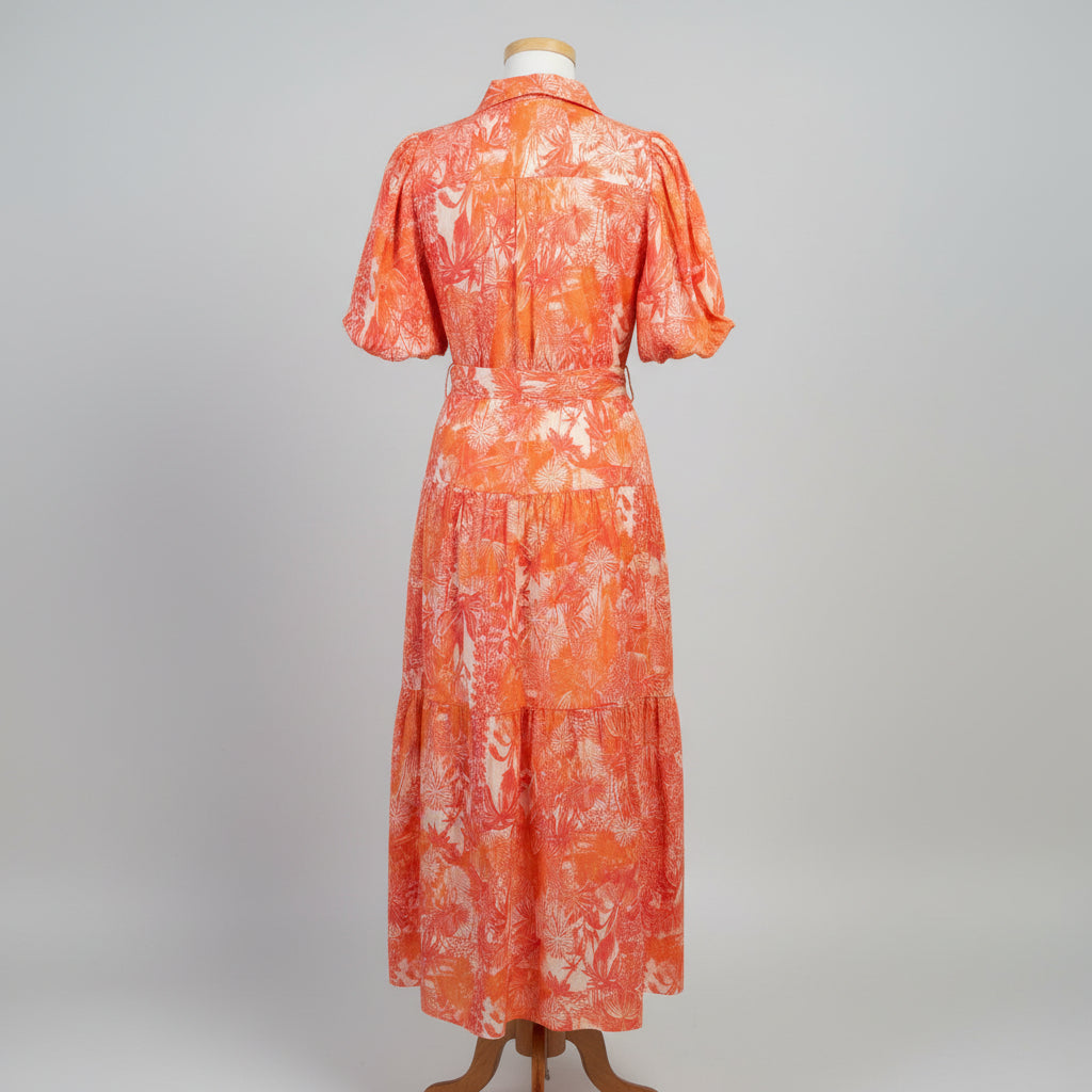 Pinch orange tropical cotton dress, size L