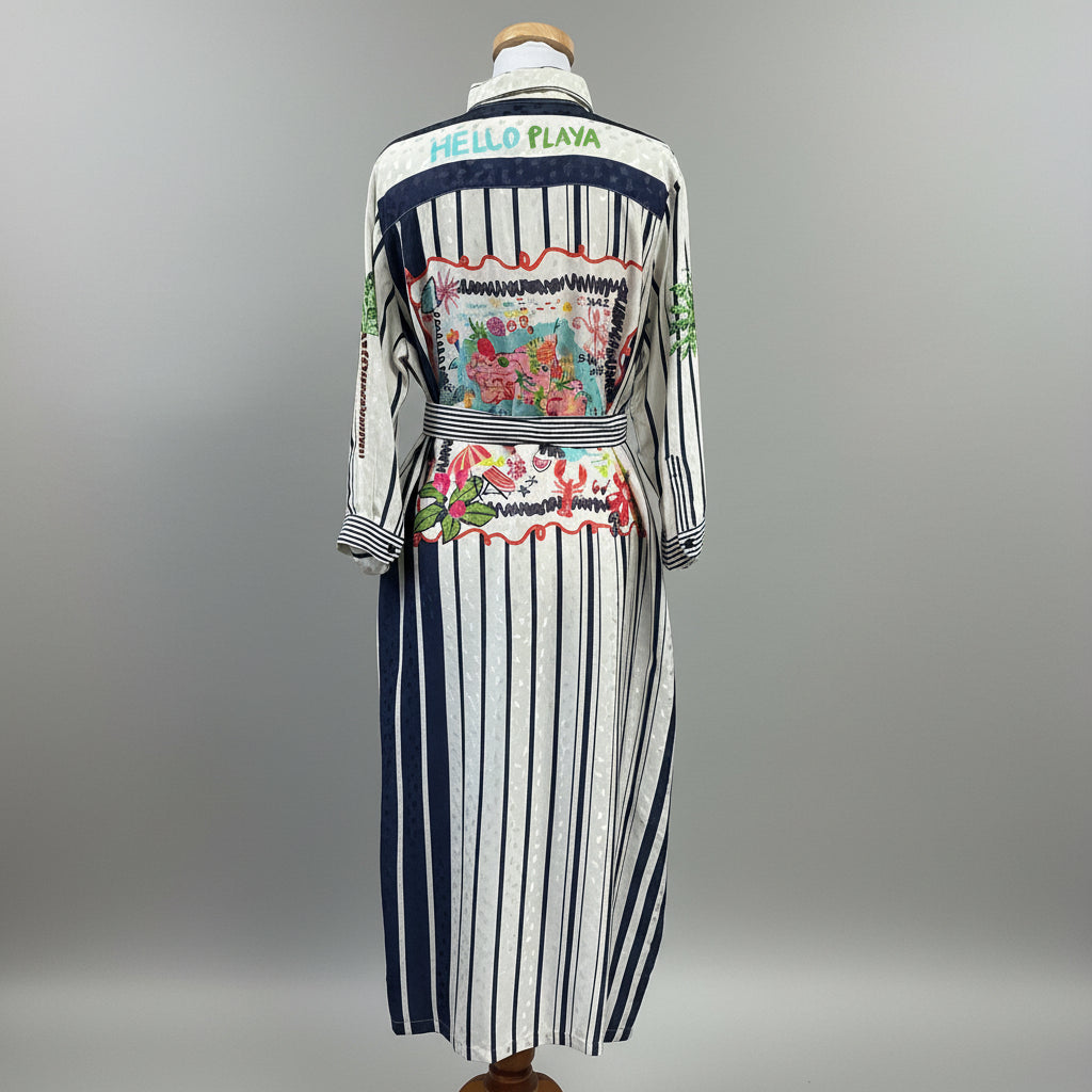 Vilagallo navy striped dress, size L, BRAND NEW WITH TAGS!