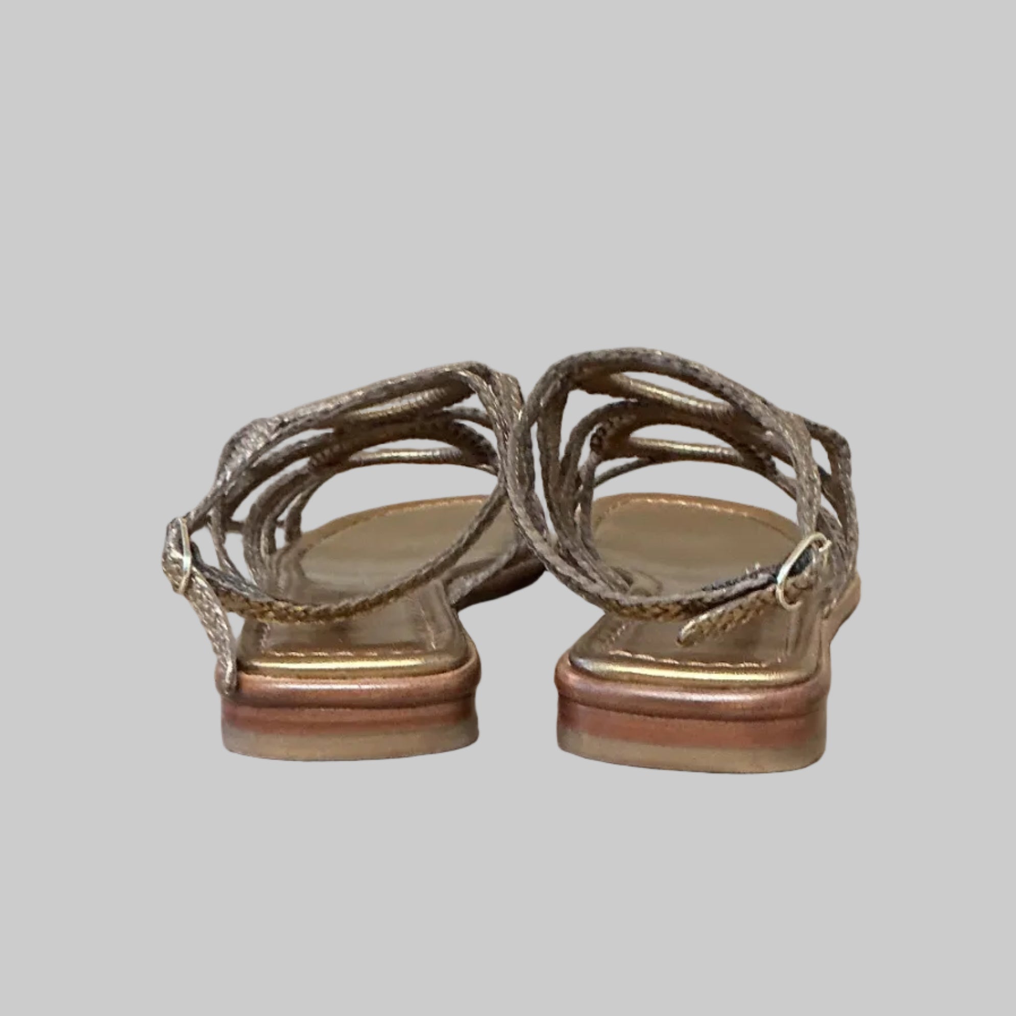 Pons Quintana bronze braid sandal, Size 9