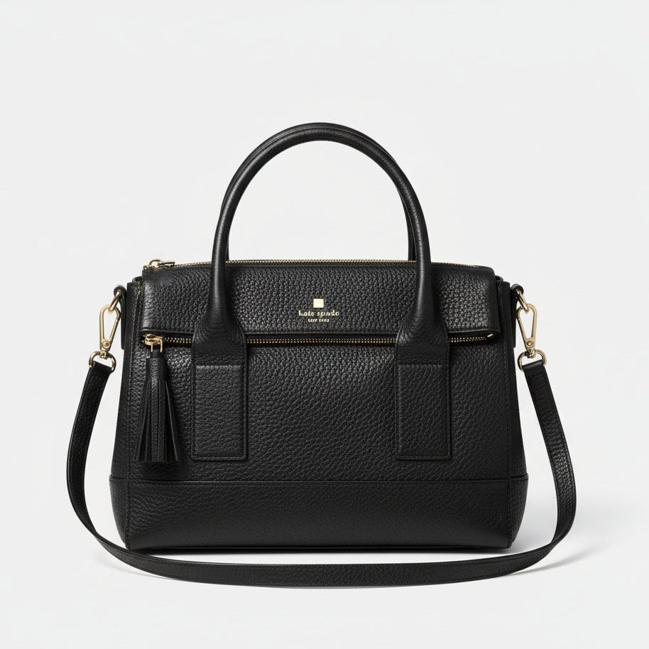 Kate Spade black leather New York satchel
