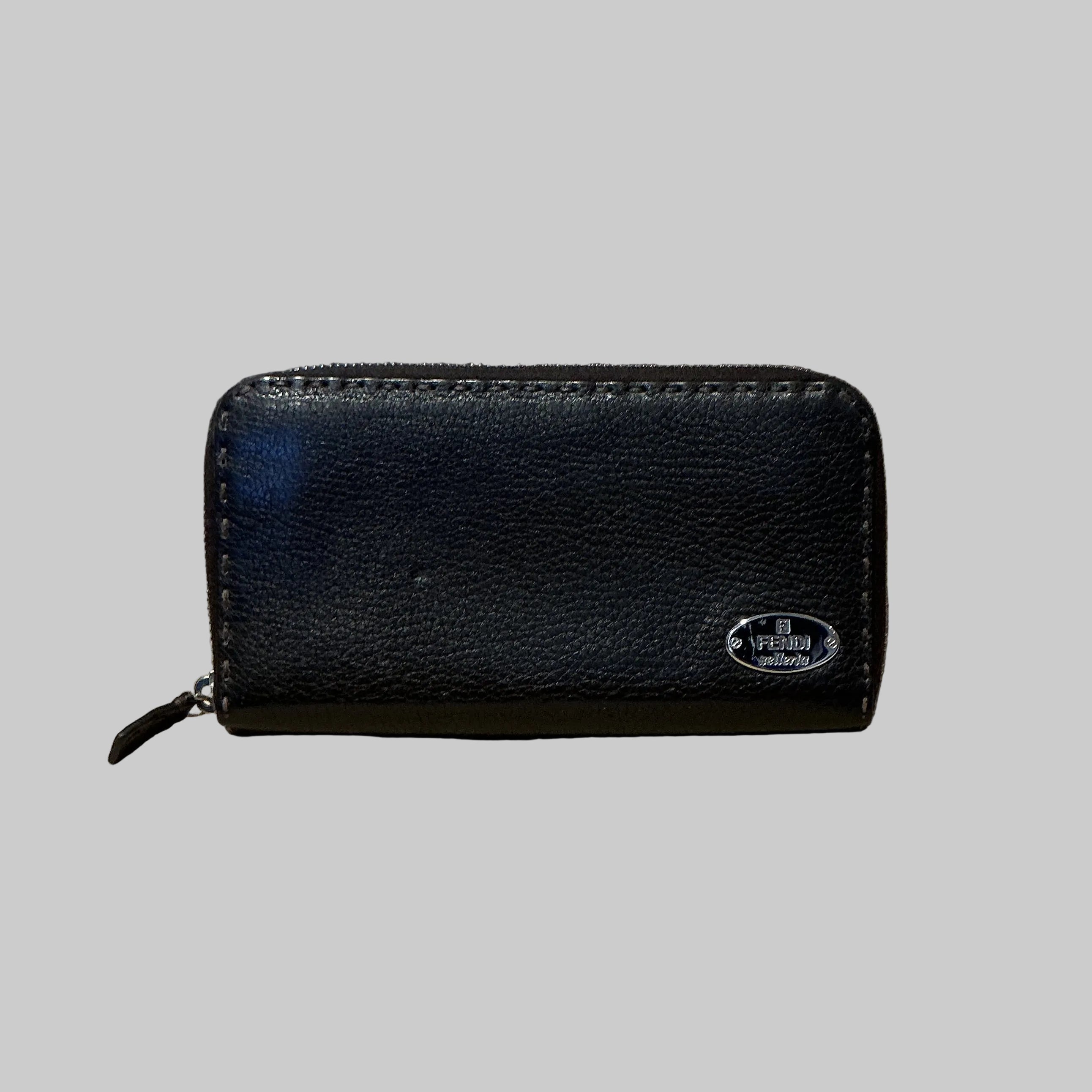 Fendi dark brown leather Zip Around wallet