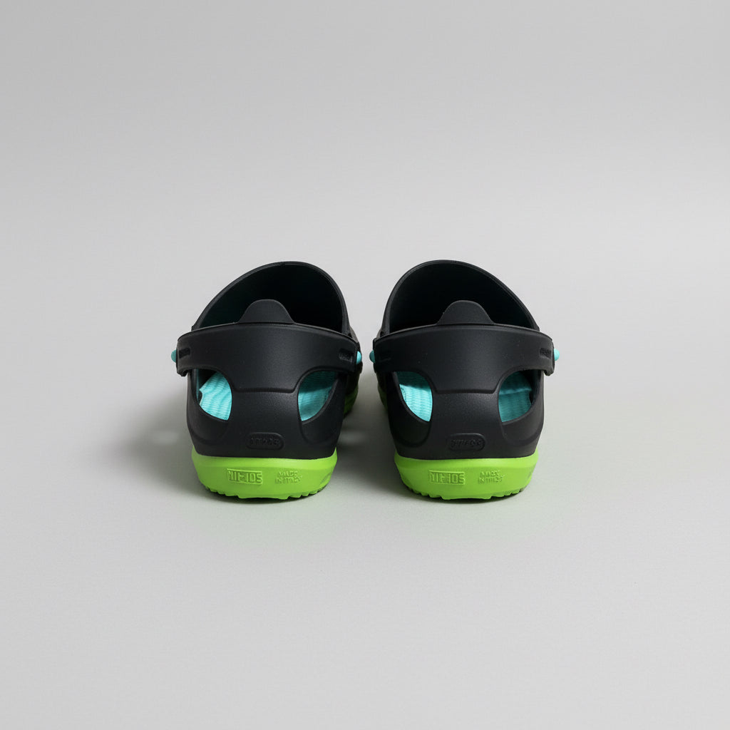 Calzuro black and lime Rebel Clogs, size 7/8, BRAND NEW!