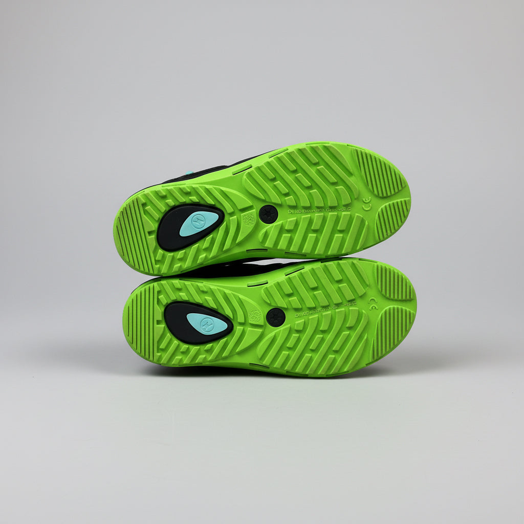 Calzuro black and lime Rebel Clogs, size 7/8, BRAND NEW!